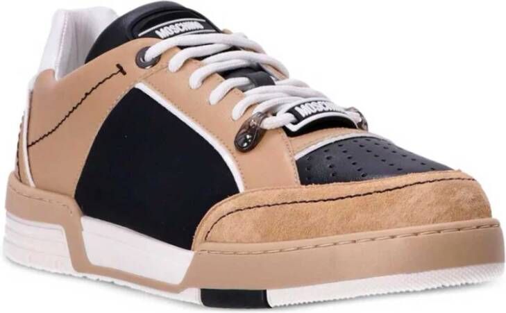 Moschino Lage Logo Sneakers Beige Zwart Multicolor Heren