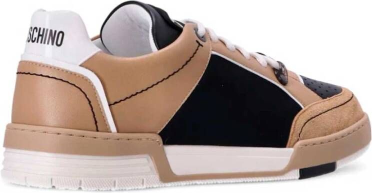 Moschino Lage Logo Sneakers Beige Zwart Multicolor Heren