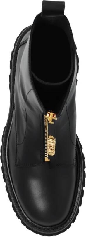 Moschino Leren enkellaarzen Black Heren