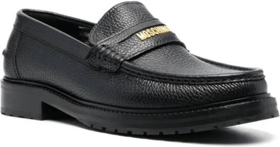 Moschino Zwarte Leren Loafers voor Mannen Black Heren