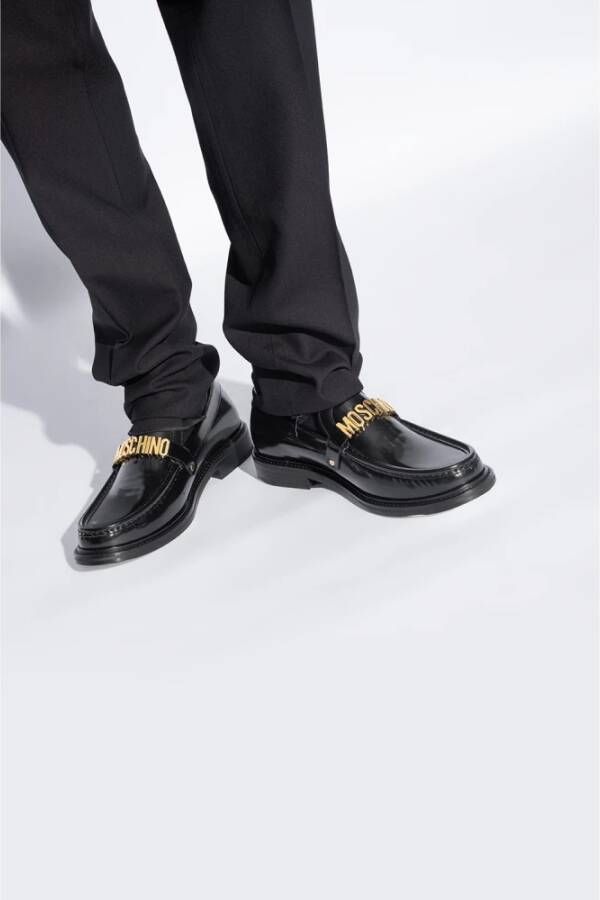 Moschino Loafers met logo Black Heren