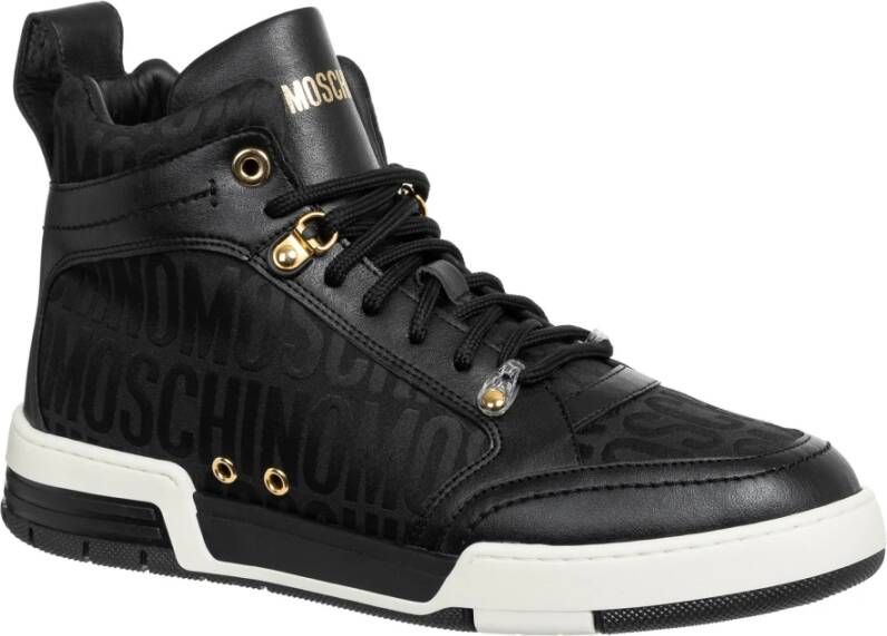 Moschino Logo High-top Sneakers Black Heren