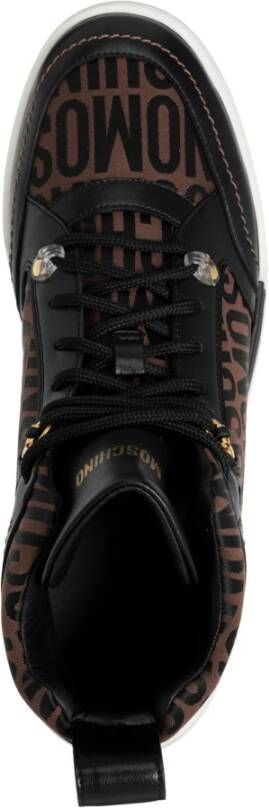 Moschino Logo High-top Sneakers Multicolor Patroon Brown Heren