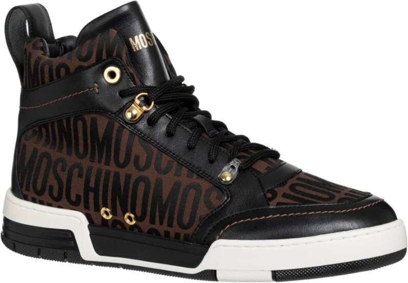 Moschino Logo High-top Sneakers Multicolor Patroon Brown Heren