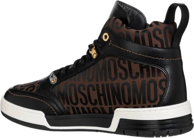 Moschino Logo High-top Sneakers Multicolor Patroon Brown Heren