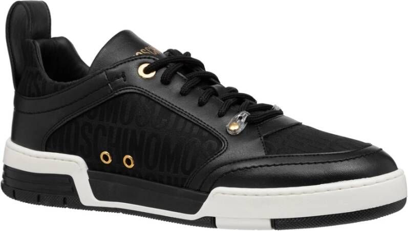 Moschino Logo Patroon Veterschoenen Black Heren