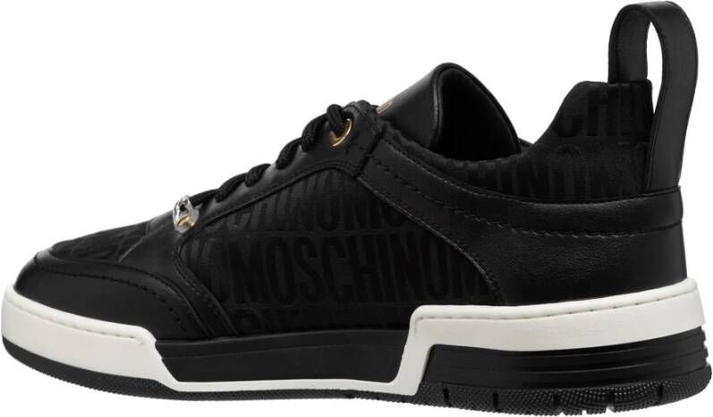 Moschino Logo Patroon Veterschoenen Black Heren