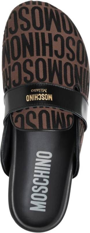 Moschino Logo Slippers Brown Heren