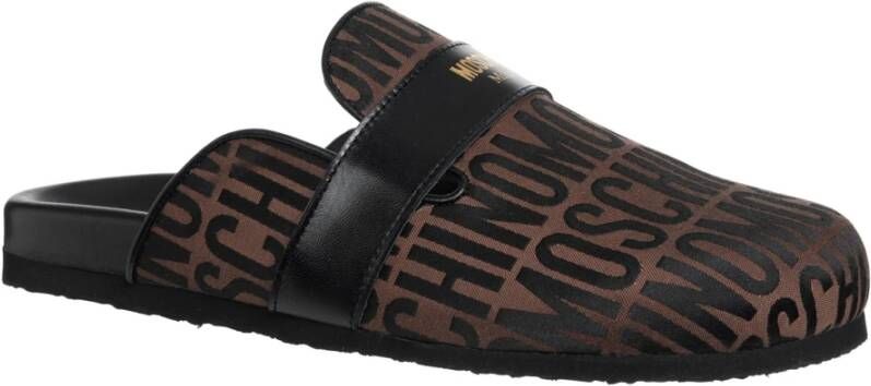 Moschino Logo Slippers Brown Heren