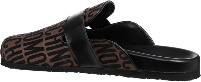 Moschino Logo Slippers Brown Heren