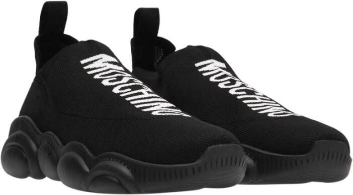 Moschino Logo Sneakers Zwart Rubberen Zool Black Dames