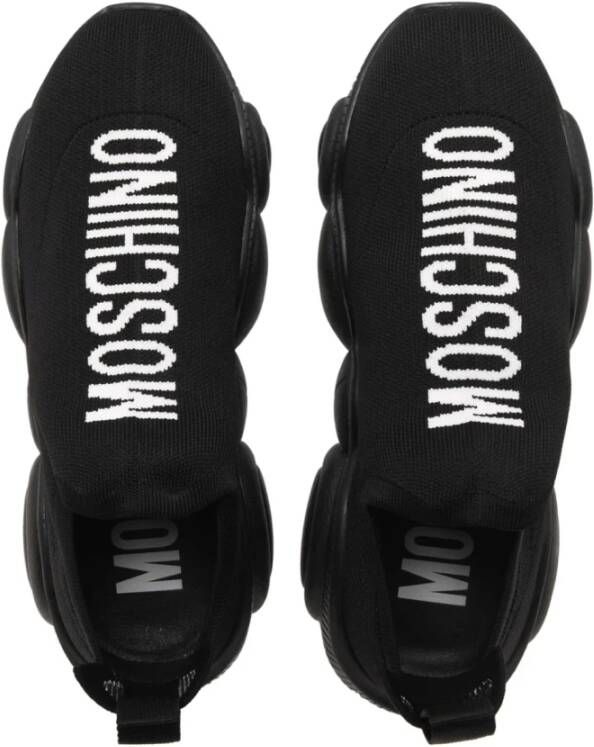 Moschino Logo Sneakers Zwart Rubberen Zool Black Dames