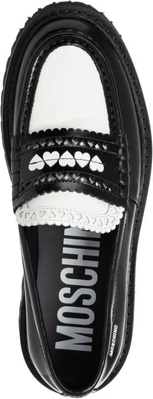 Moschino Multikleur Hearted Brogue Loafers Black Dames