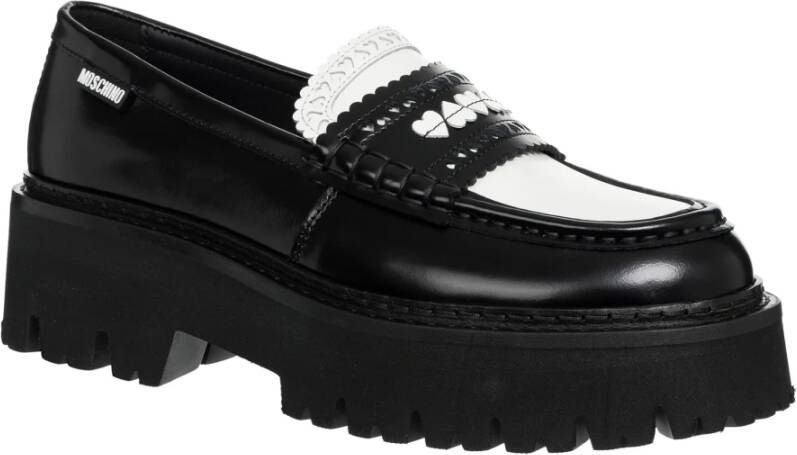 Moschino Multikleur Hearted Brogue Loafers Black Dames