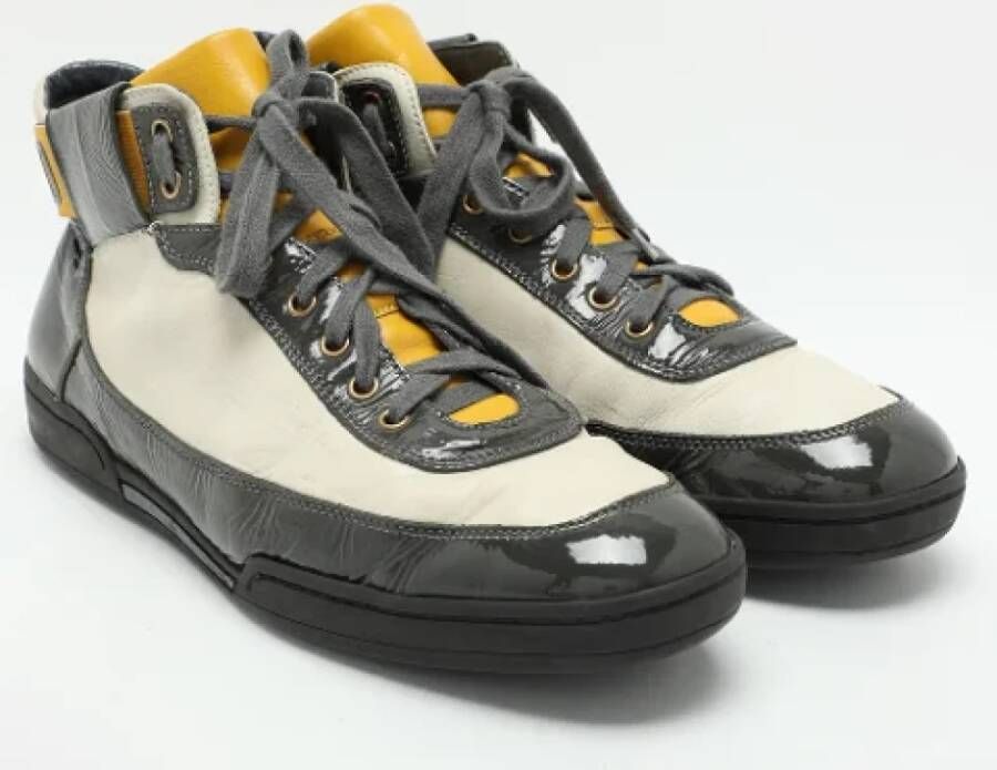 Moschino Pre-Owned Pre-owned Leather sneakers Gray Heren