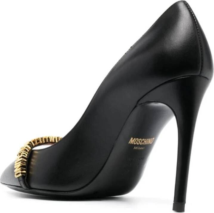 Moschino Zwarte Leren Gesloten Hoge Hak Pumps Black Dames