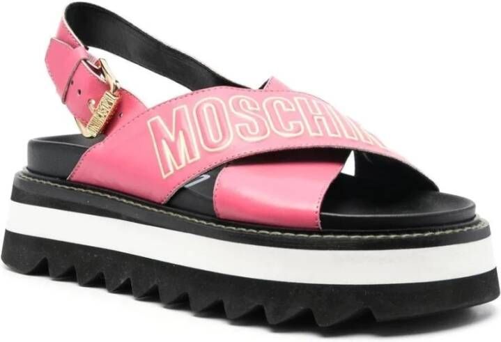 Moschino Roze Casual Open Platte Sandalen Pink Dames