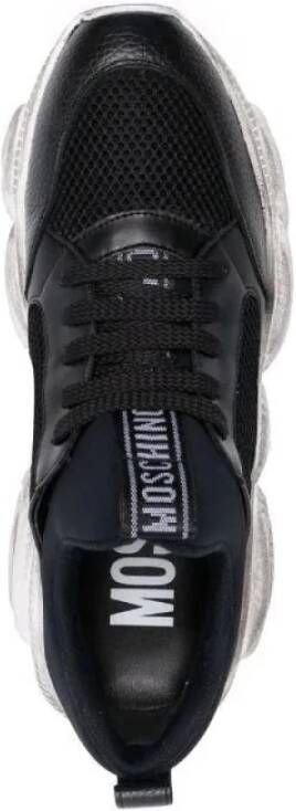 Moschino Teddy Run Zwarte Leren Sneakers Black Heren