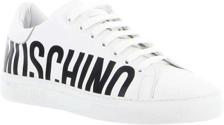 Moschino Witte casual sneakers met contrasterende logo belettering Wit Heren