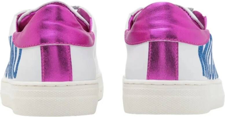 Moschino Witte Leren Sneaker met Glitter Logo White Dames