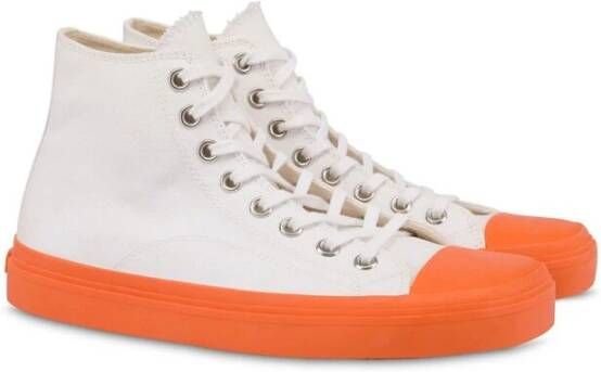 Moschino Witte Vetersneaker met Flatformzool White Heren