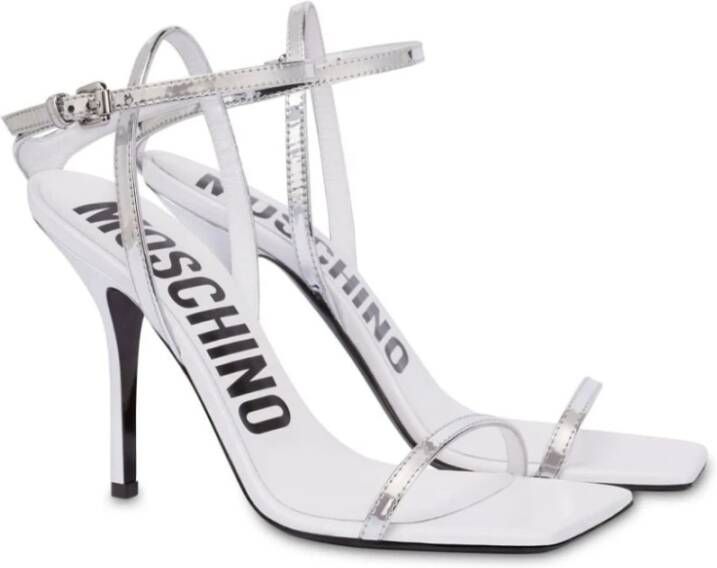 Moschino Zilver Metallic Stiletto Sandalen Gray Dames