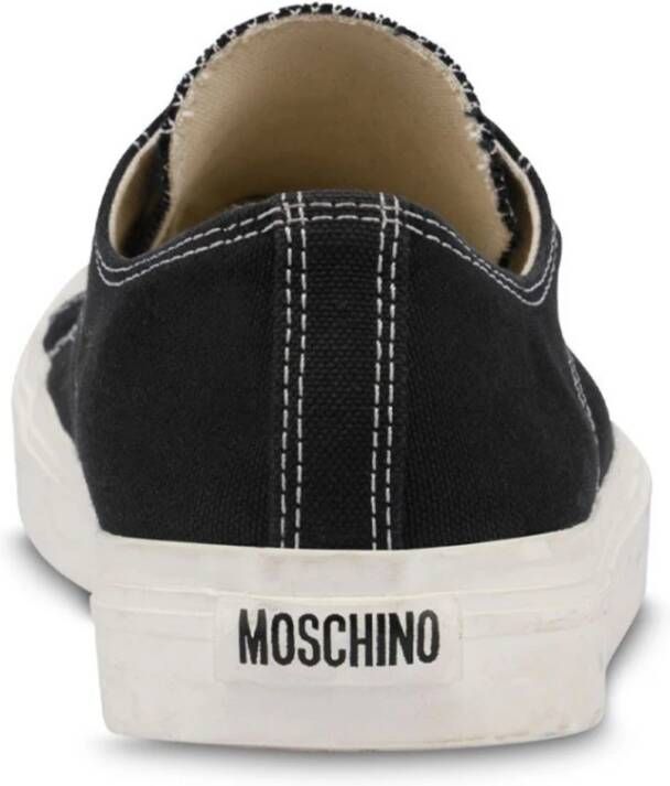 Moschino Zwarte Canvas Flatform Sneakers Black Heren