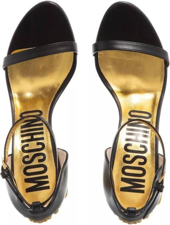 Moschino Zwarte en Gouden Leren Hoge Hak Sandalen Black Dames