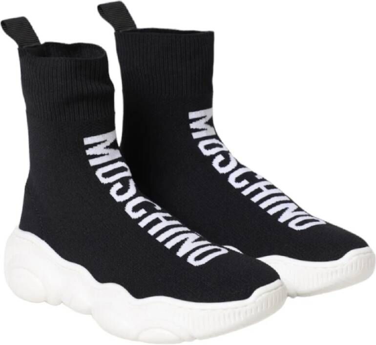 Moschino Zwarte Gebreide Sneakers Black Dames