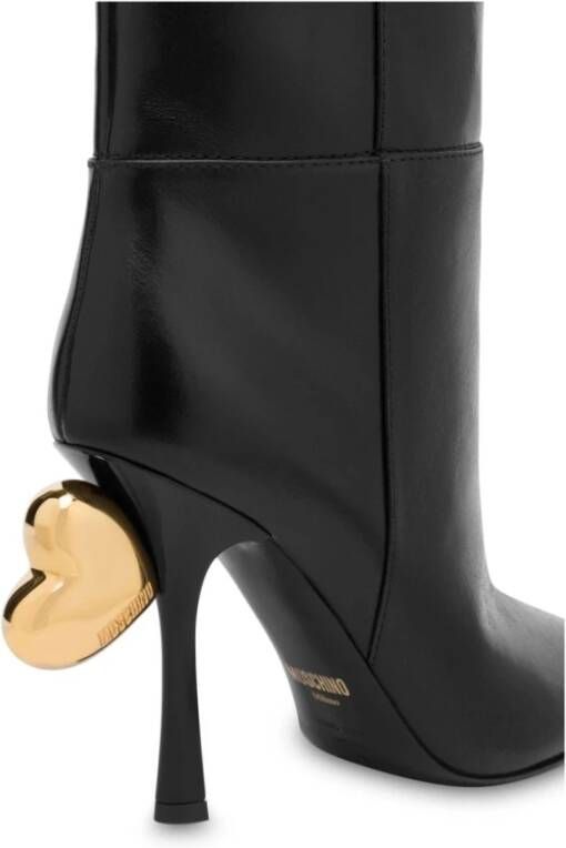 Moschino Zwarte kniehoge laarzen met puntige neus Black Dames