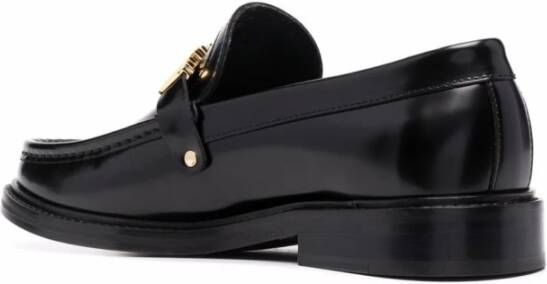 Moschino Zwarte Leren Logo Loafers Black Heren