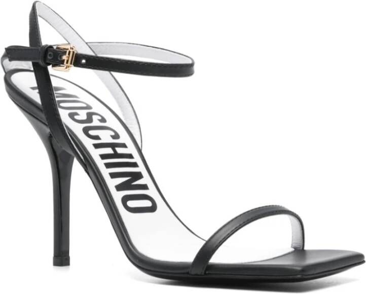 Moschino Zwarte Leren Slingback Sandalen Black Dames