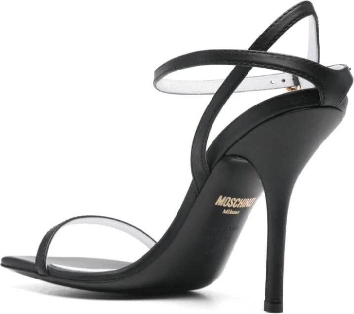 Moschino Zwarte Leren Slingback Sandalen Black Dames