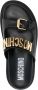 Moschino Zwarte Logo Dubbele Band Slippers Black Heren - Thumbnail 4