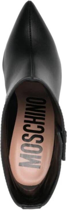 Moschino Zwarte Logo-gegraveerde Stiletto Laarzen Black Dames