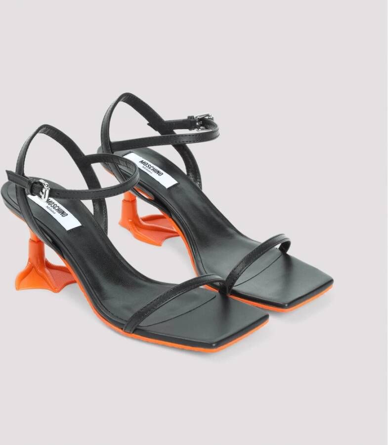 Moschino Zwarte Nappa Leren Sandalen Elegante Stijl Black Dames