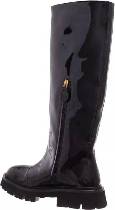 Moschino Zwarte Patent Baksteenlaarzen Black Dames