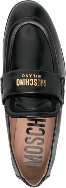 Moschino Zwarte platte schoenen met gouden details Black Dames