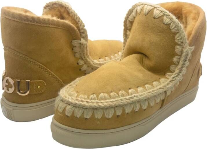 Mou Beige Eskimo Sneaker met Metallic Logo Beige Dames