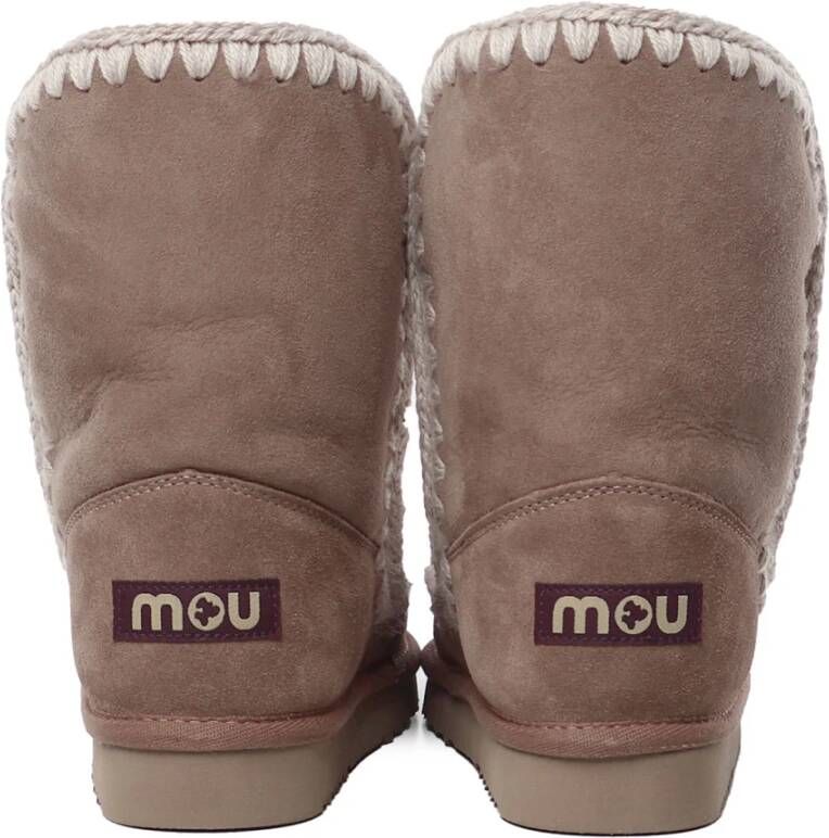 Mou Beige Gehaakte Laarzen met Stoffen Logo Beige Dames