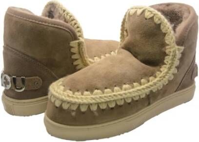 Mou Beige leren Eskimo Sneaker met metalen logo Beige Dames