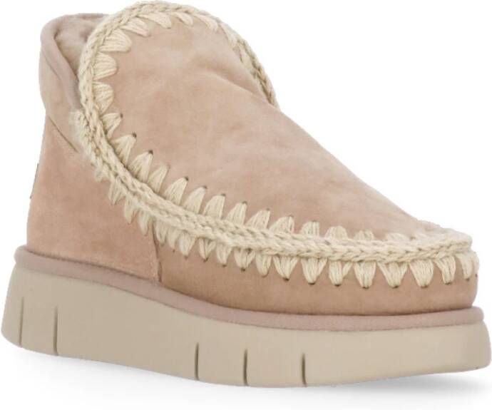 Mou Beige Shearling Laarzen Ronde Neus Wol Beige Dames