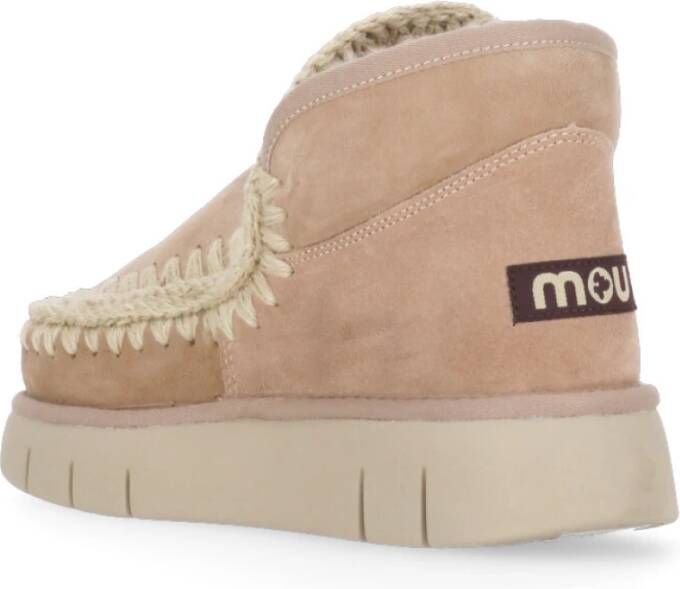 Mou Beige Shearling Laarzen Ronde Neus Wol Beige Dames