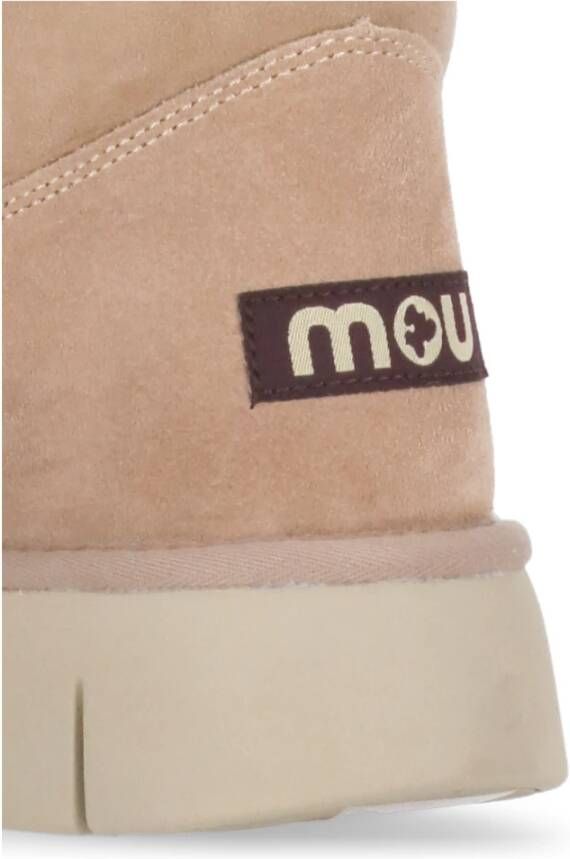 Mou Beige Shearling Laarzen Ronde Neus Wol Beige Dames