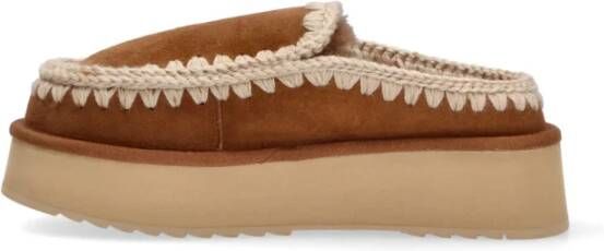 Mou Bruin Leren Platte Schoenen Clog Eskimo Brown Dames