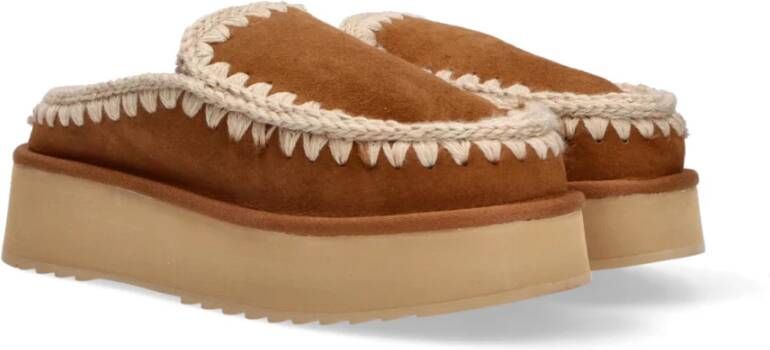 Mou Bruin Leren Platte Schoenen Clog Eskimo Brown Dames