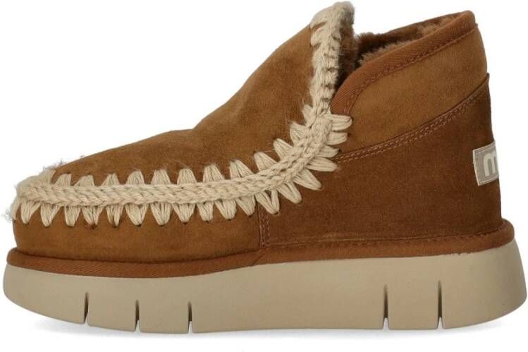 Mou Cognac Bounce Sneaker met Wolstiksels Brown Dames