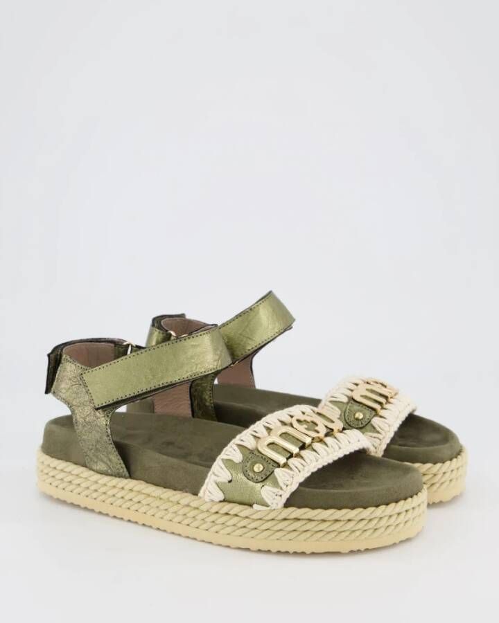 Mou Dames Rope Sandal Back Strap Green Dames