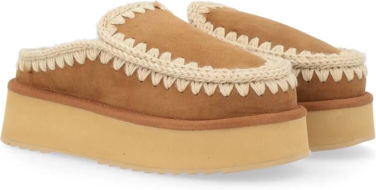 Mou Eskimo Platform Klomp in Cognac Brown Dames