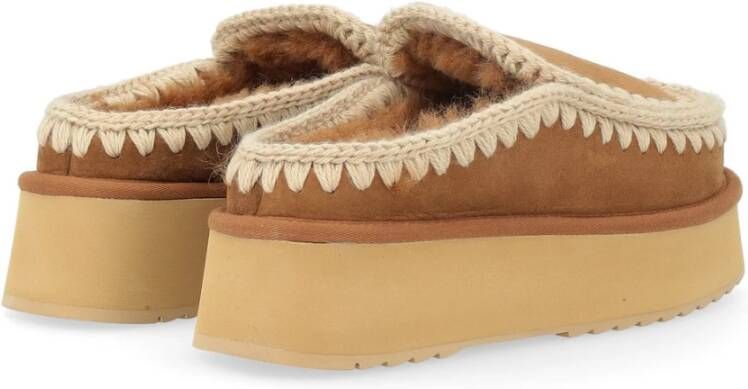 Mou Eskimo Platform Klomp in Cognac Brown Dames